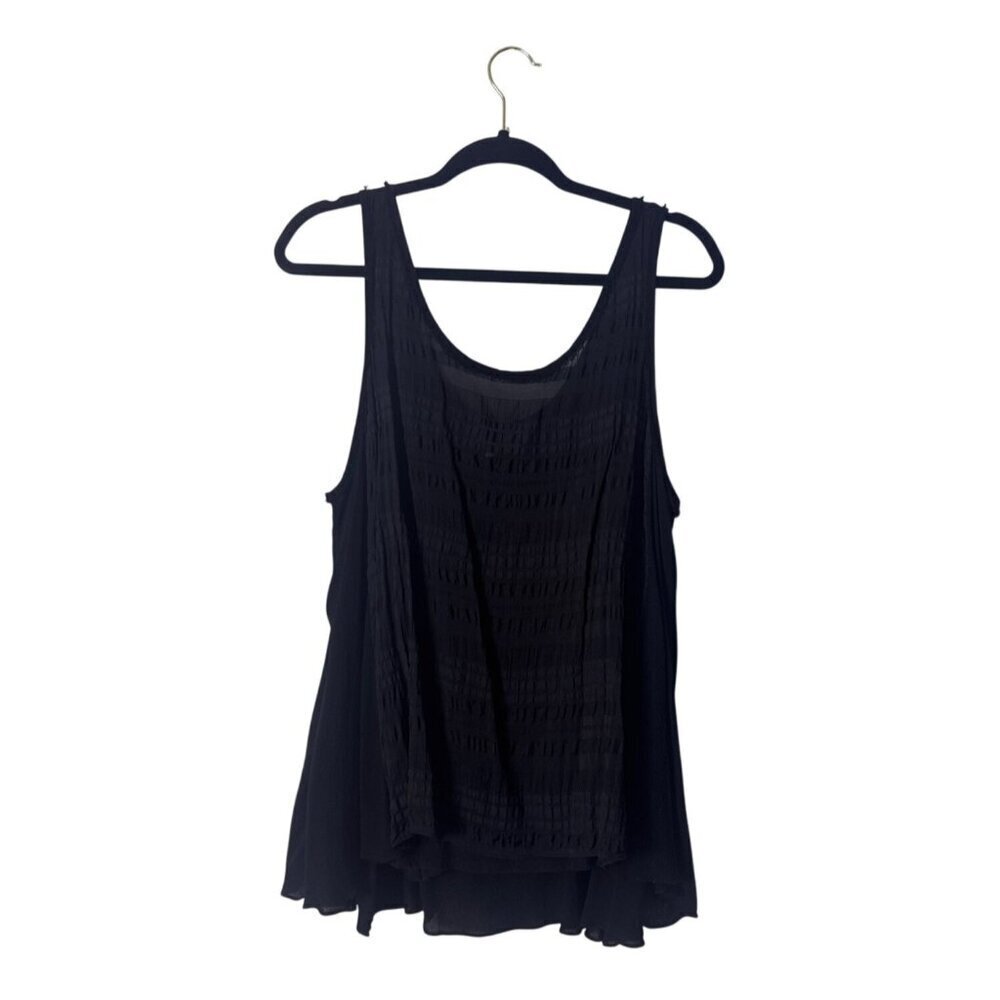 Black Sleeveless Sheer Layered Tank Top By Pure DKNY Womens M